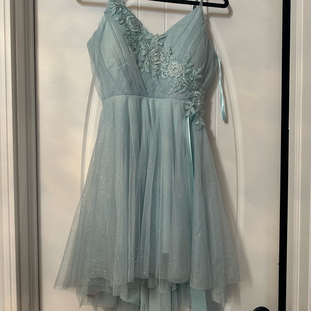 Le Chateau Green Spaghetti Strap Babydoll Dress